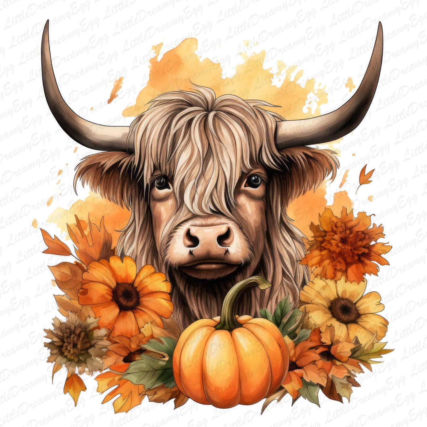 Highland Cow PNG Sublimation Design - Fall & Halloween Digital Download