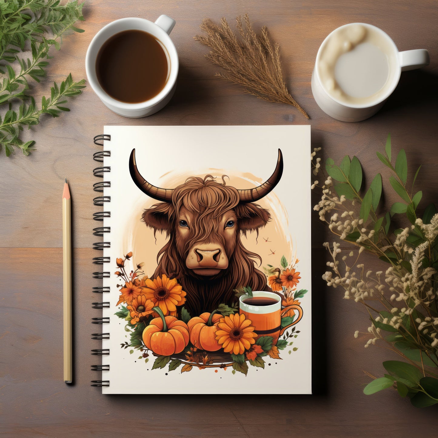 Highland Cow PNG Sublimation Design - Fall & Halloween Digital Download