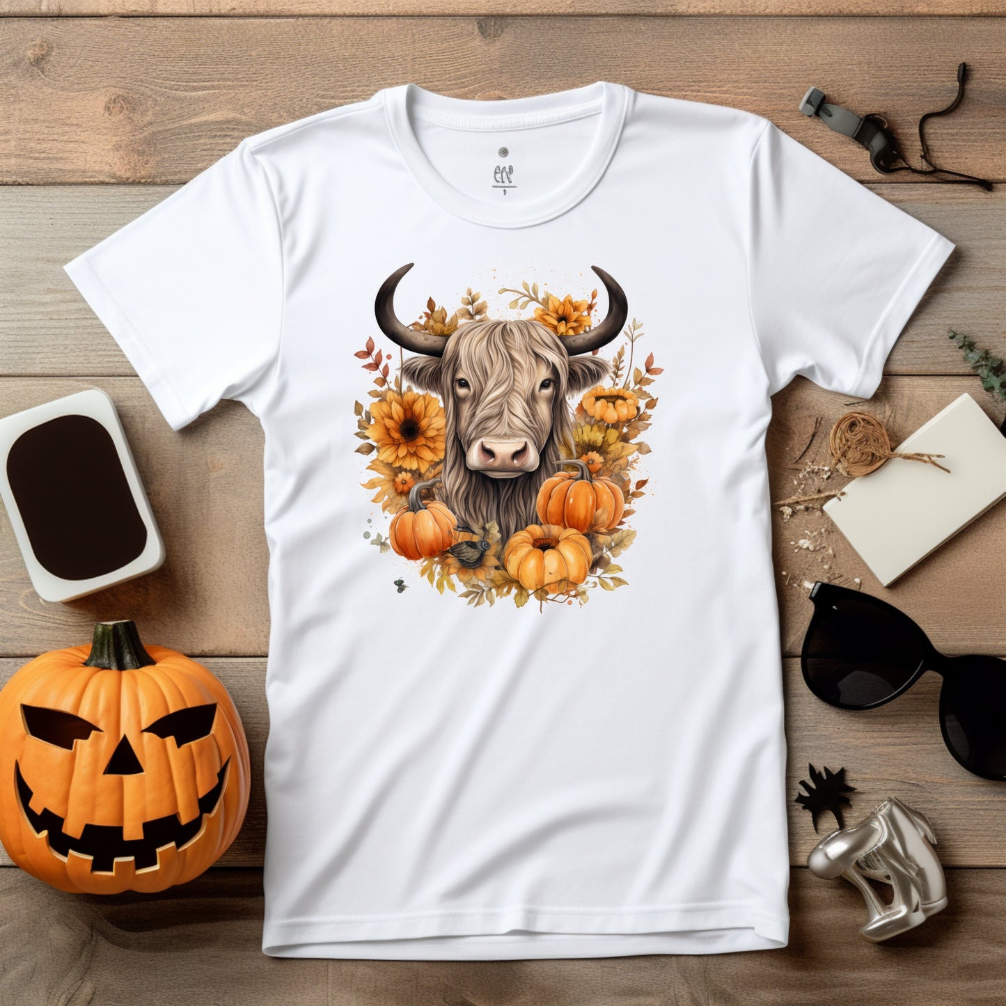 Highland Cow PNG Sublimation Design - Fall & Halloween Digital Download