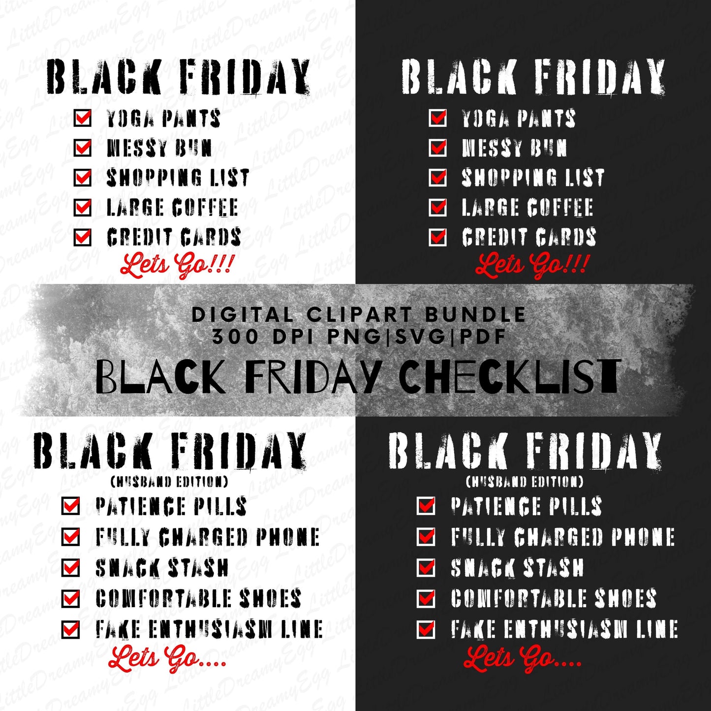 Black Friday Checklist Bundle | Funny Husband & Couple Shirts Design | Digital Download