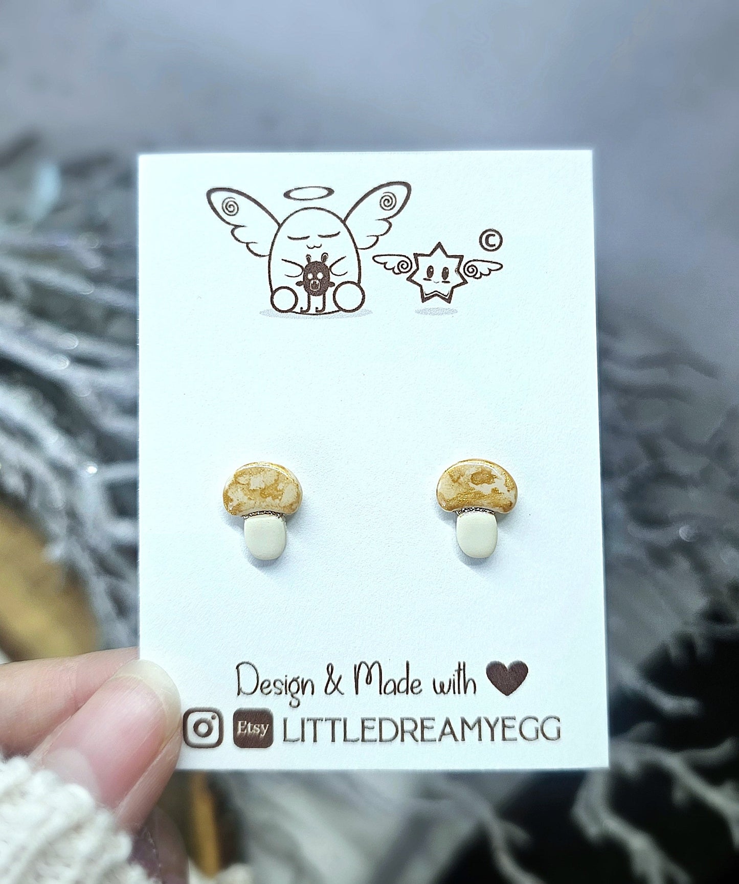 Elegant Mushroom Earrings Studs