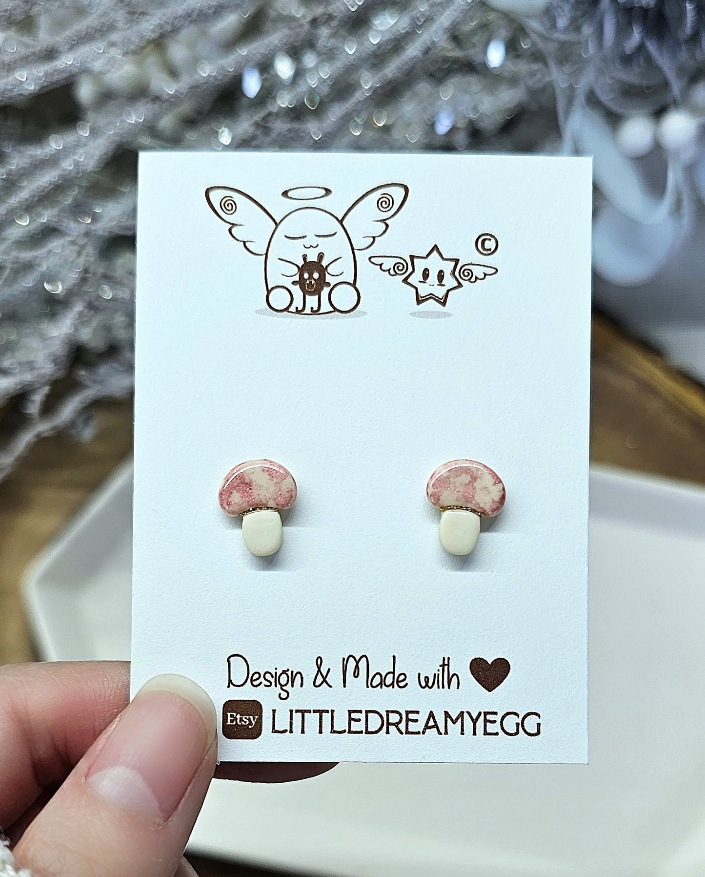 Elegant Mushroom Earrings Studs