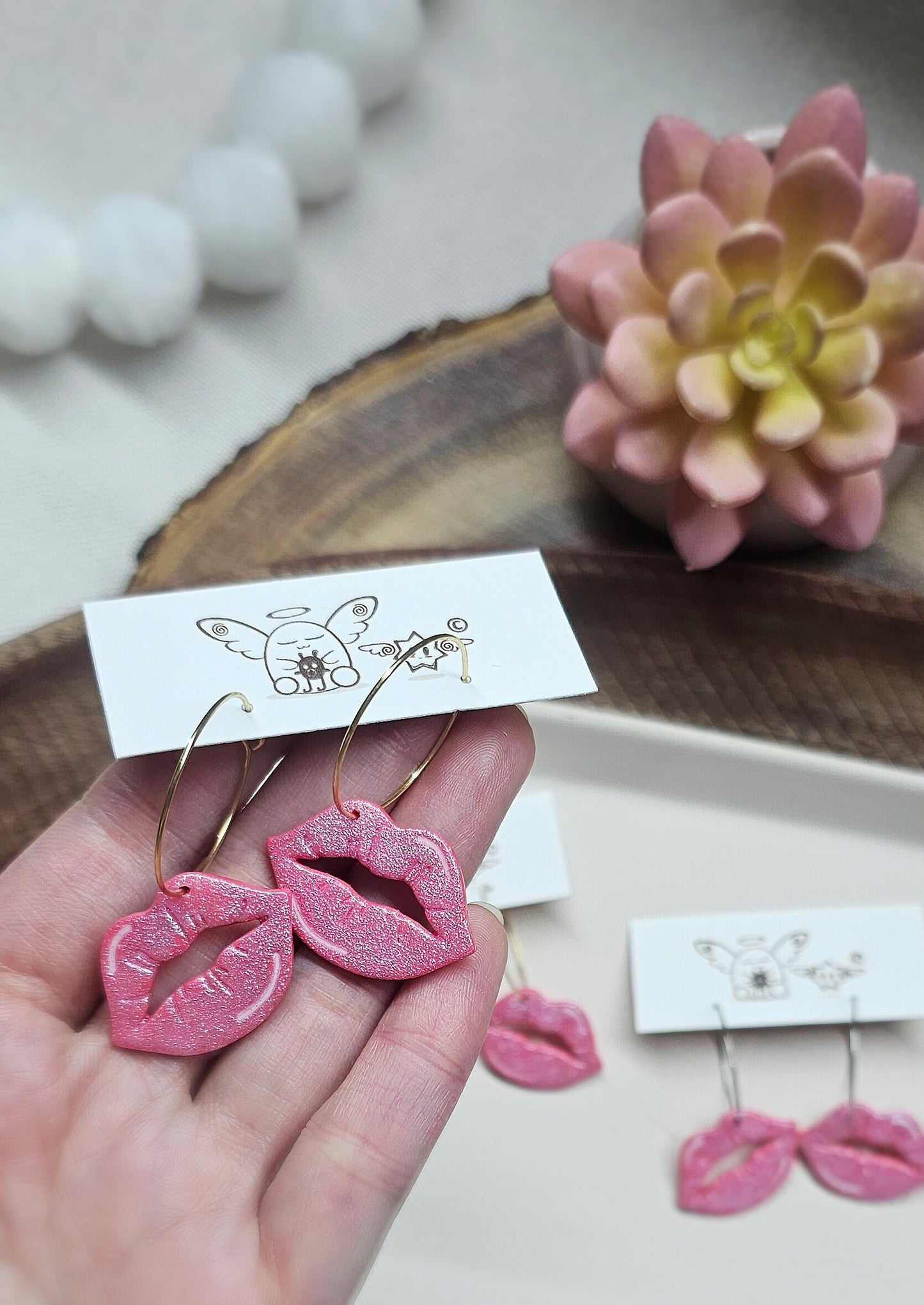 Sparkling Lips Hoop Earrings | Valentine Earrings