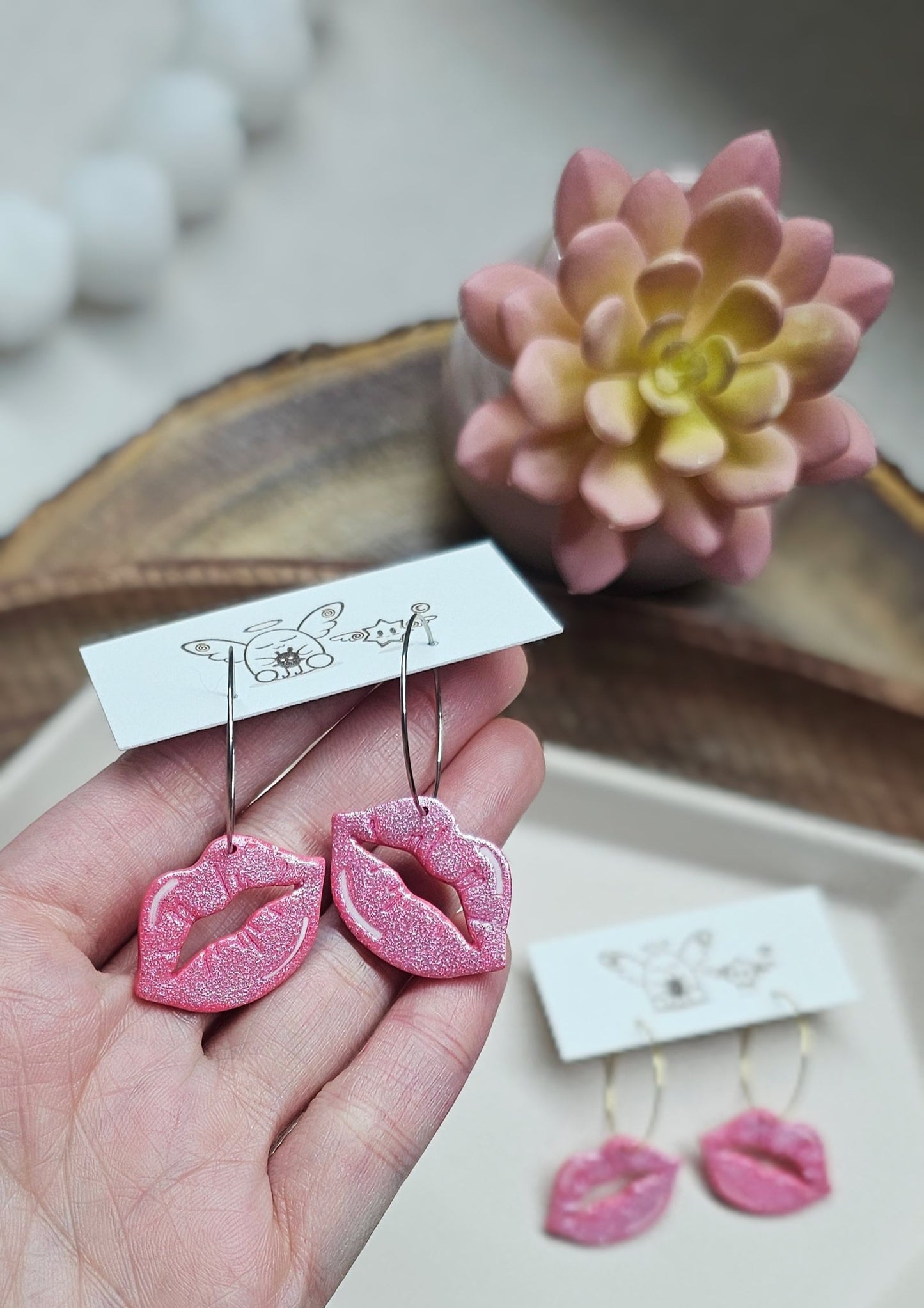 Sparkling Lips Hoop Earrings | Valentine Earrings